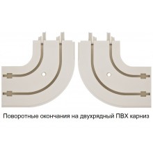 Поворотные окончания к ПВХ двух рядному карнизу.