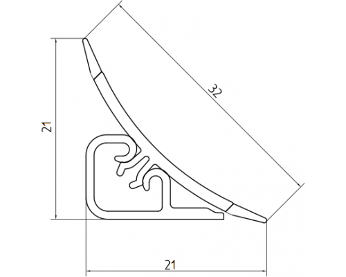 Плинтус для кухонных столешниц 100% алюминиевый 121A, длина от 1м до 3м.